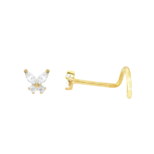 Piercing nez or jaune papillon