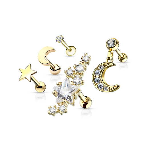 Composition piercings constellation pour cartilage et tragus