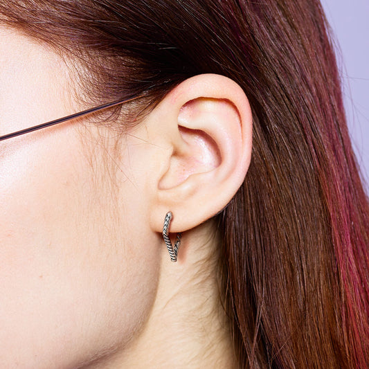 Boucle d'oreille triangle argent antique