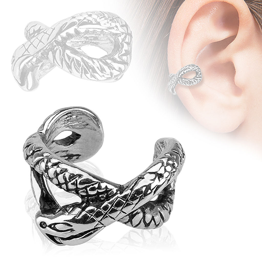 Piercing bague d'oreille en argent motif serpent