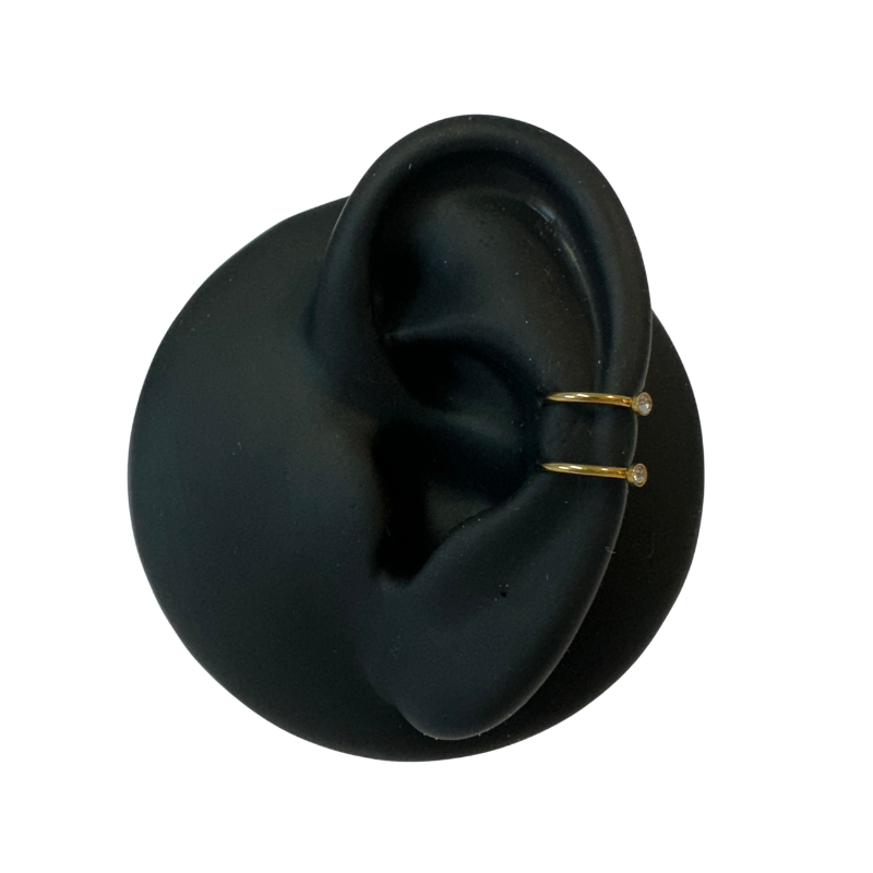 Earcuff en acier chirurgical doré avec 2 brillants