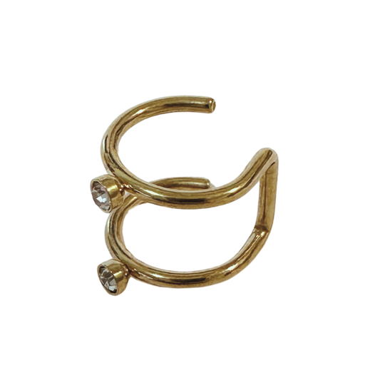 Earcuff en acier chirurgical doré avec 2 brillants