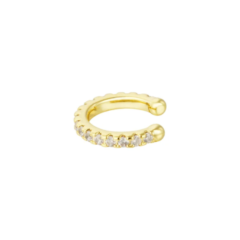 Faux Piercing Hélix 9 mm à Cristaux – Acier Inoxydable Doré 
