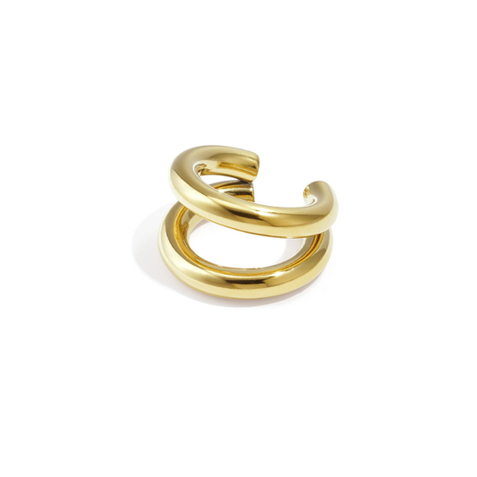 Faux piercing double anneau doré 3 mm en acier inoxydable diamètre 10 mm