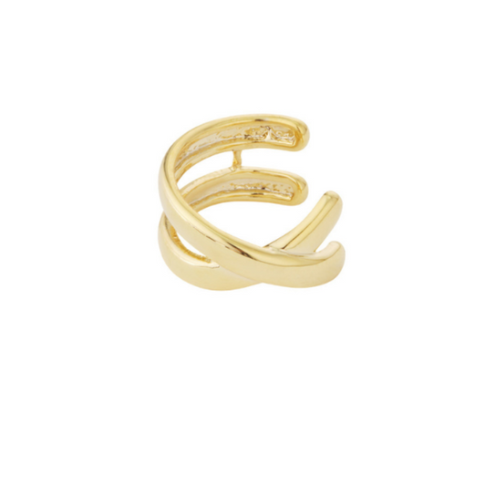 Faux piercing hélix 8 mm doré double anneau en acier inoxydable