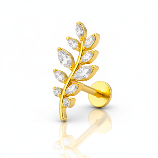 micro labret titane PVD gold feuille piercing helix flat tragus ASTM F136