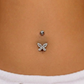 Mise en situation Piercing nombril papillon acier chirurgical 