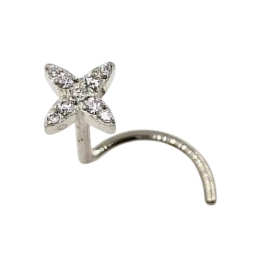 Piercing de nez croix brillante en titane GRIS