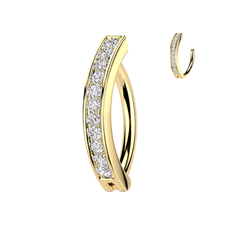 Piercing de nombril à charnière avec oxyde de zirconium doré
