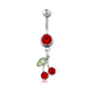 Piercing Nombril Cerise en Acier Chirurgical – Bijou Pendant Cristal Rouge et Vert