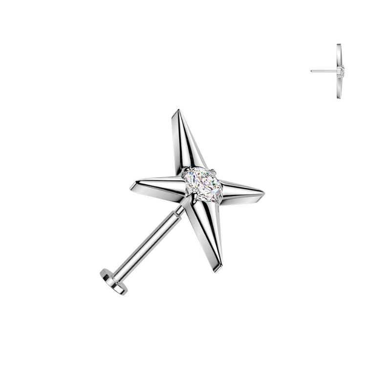 Piercing étoile avec brillant — Titane ASTM F136, push-in