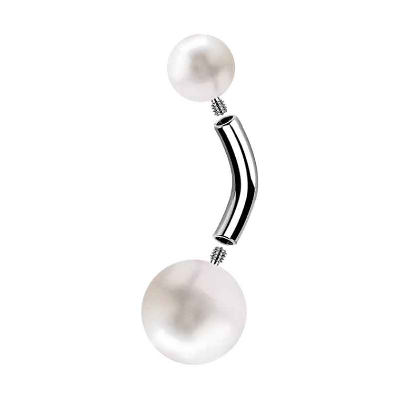Piercing nombril perles de culture véritables en titane ASTM F-136, barre 1,6 x 10 mm, bijou de nombril élégant et hypoallergénique pour femme.