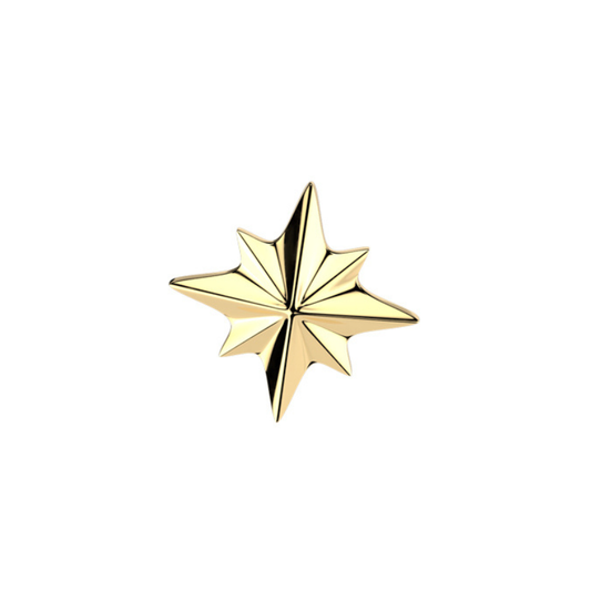 Piercing « Star » — Titane ASTM F136 plaqué or 24 carats (labret push-in)
