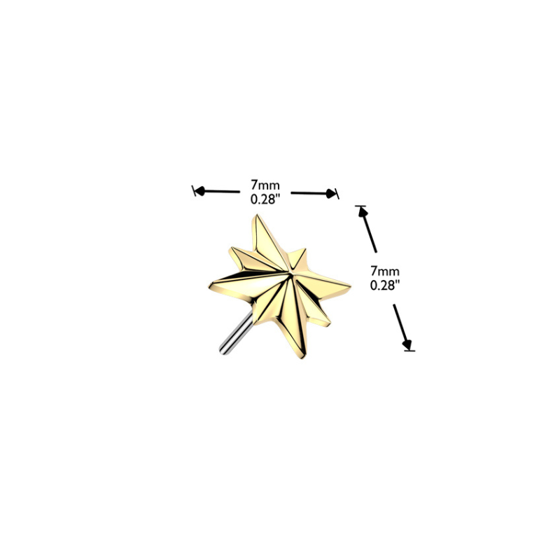 Piercing « Star » — Titane ASTM F136 plaqué or 24 carats (labret push-in)