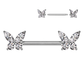 Piercing Téton Papillon Acier Chirurgical – Zircons Premium