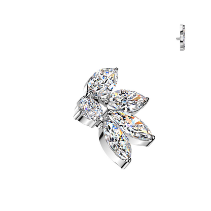 Piercing hélix feuille zircon titane ASTM F-136 gris