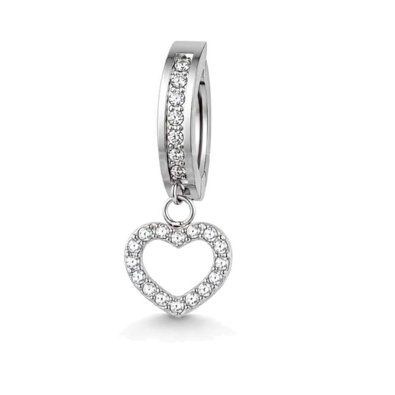 Piercing nombril AMOUR titane ASTM F-136 cœur zircons
