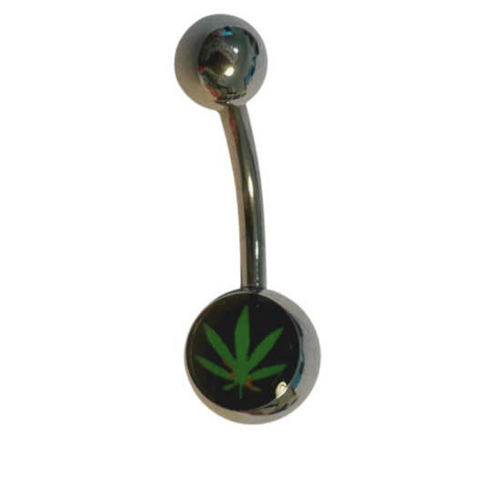 Piercing nombril acier 316L feuille verte
