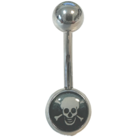 Piercing nombril acier 316L tête de mort