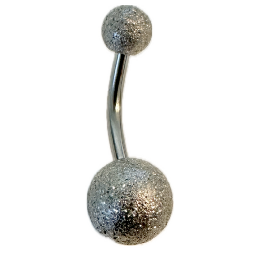 Piercing nombril acier chirurgical aspect brossé et pailleté