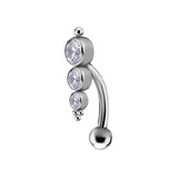 Piercing nombril inversé en titane – Cascade de zircons