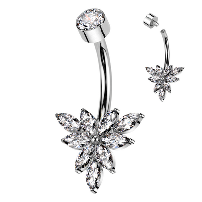 Piercing nombril fleur en titane ASTM F136