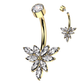 Piercing nombril fleur en titane ASTM F136 doré