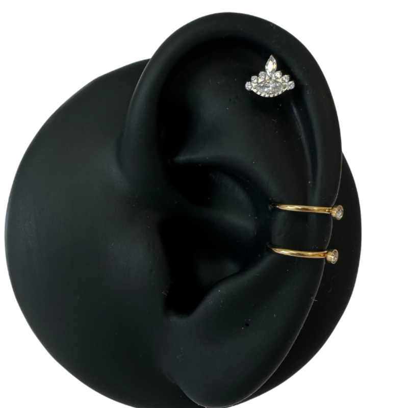 Piercing oreille motif brillant en titane ASTM F-136