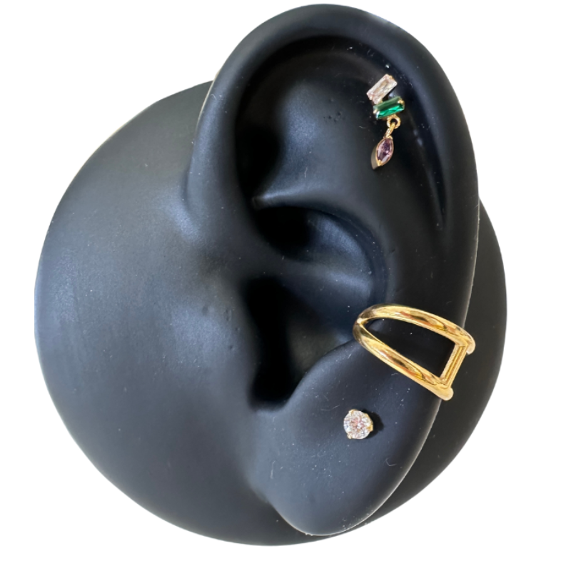 Piercing oreille pendentif multicolore en titane ASTM F-136