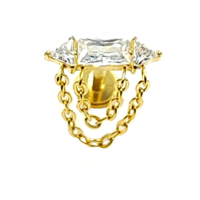 Piercing oreille pierres brillantes et chaînes en titane ASTM F-136