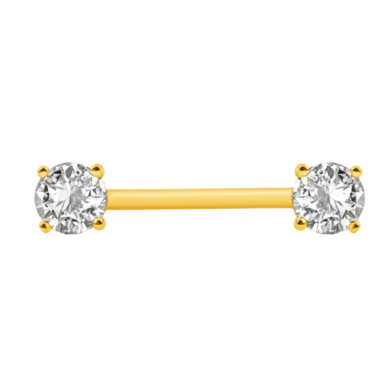 Piercing téton LUNA en titane ASTM F136 doré avec zirconiums
