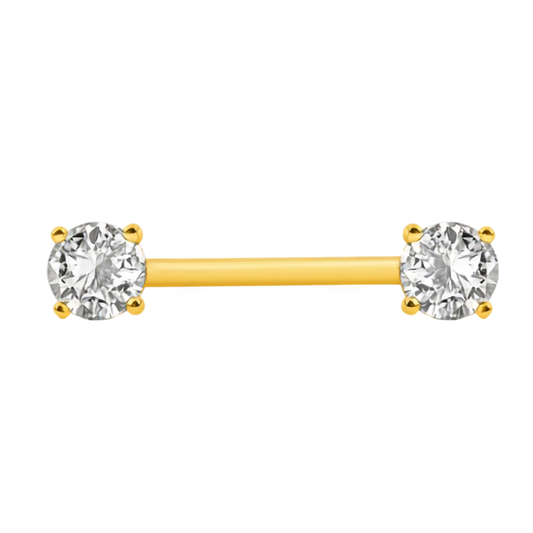 Piercing téton LUNA en titane ASTM F136 doré avec zirconiums