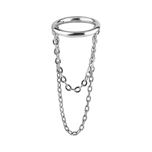 Piercing d'oreille avec double chaînes