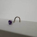 Piercing de nez acier chirurgical avec zircon violet