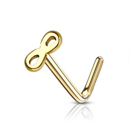 Piercing de nez infini en acier chirirgical couleur or barre pliée
