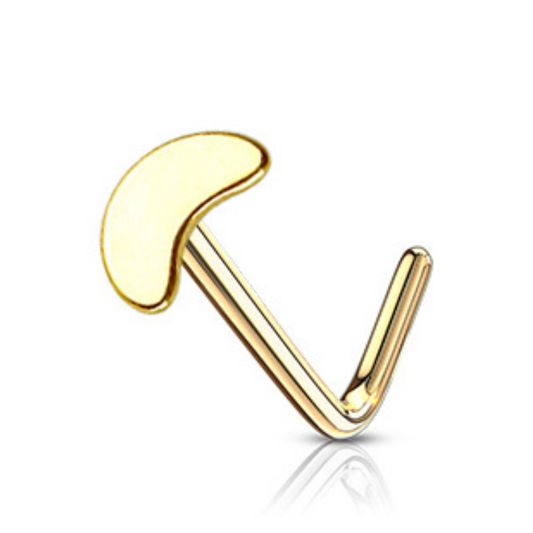 Piercing de nez lune en acier chirurgical couleur or barre pliée