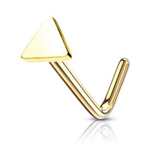 Piercing de nez triangle en acier chirurgical couleur or barre pliée