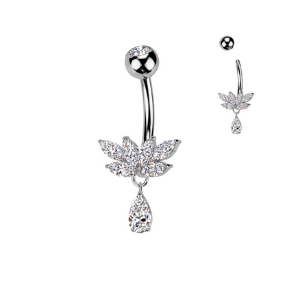 Piercing de nombril en titane ASTM-F136 avec zirconium en marquise