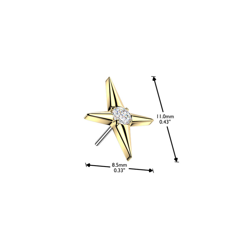 Piercing étoile avec brillant — Titane ASTM F136, push-in