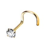 Piercing nez en titane doré serti griffé strass blanc