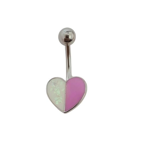 Piercing nombril coeur bicolore en acier chirurgical