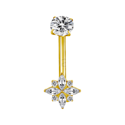 Piercing nombril titane avec motif étoile oxydes de zirconium