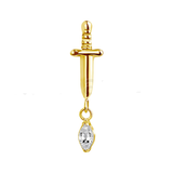 Piercing oreille en titane avec petit poignard et oxyde de zirconium ovale