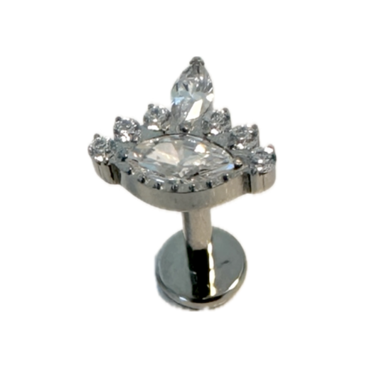 Piercing oreille motif brillant en titane ASTM F-136