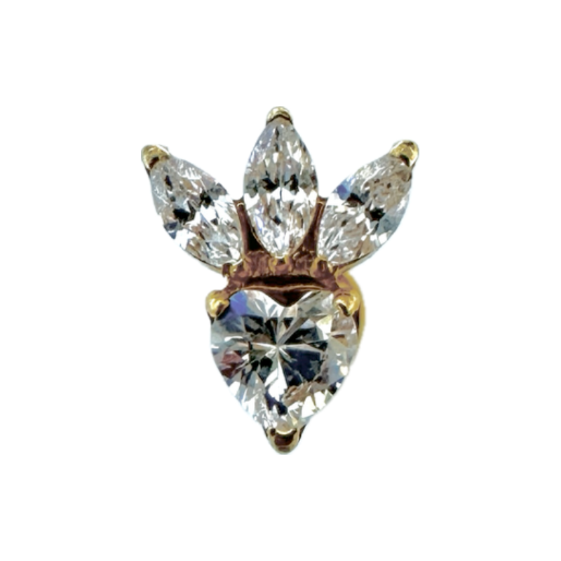Piercing oreille motif navettes brillantes en titane ASTM F-136