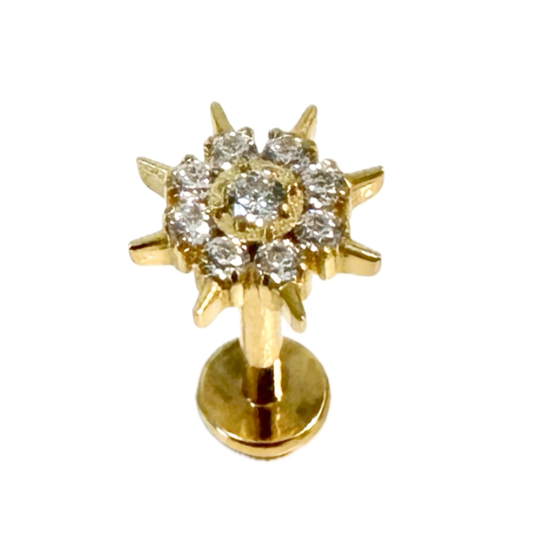 Piercing oreille soleil brillants en titane ASTM F-136