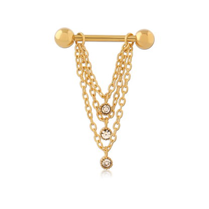 Piercing téton chaînes et strass