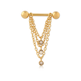 Piercing téton chaînes et strass