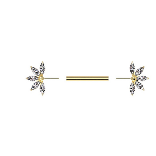 Bijou de téton en PVD gold Titane demi fleur