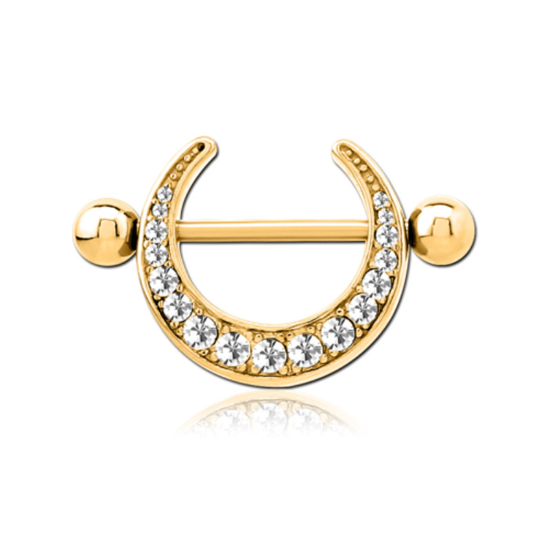 Piercing téton lune incrustée de strass